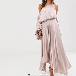 ASOS EDITION blouson one shoulder dress in satin